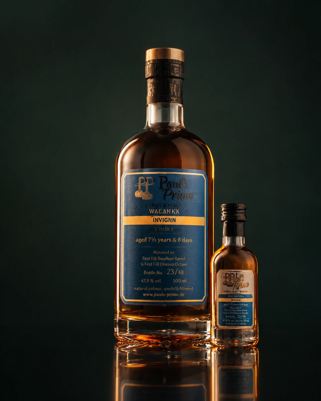Mackmyra aged 7½ years mit Miniatur im hochwertigen Studiolicht